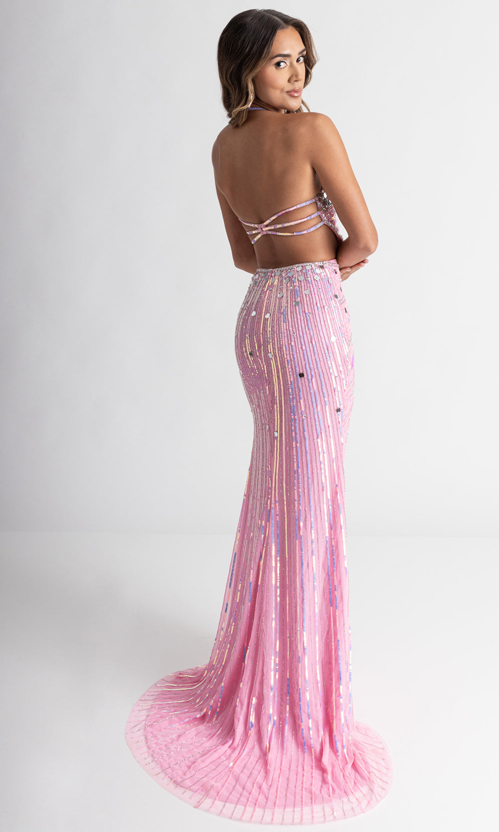 Rachel Allan 71011 - Sleeveless Fitted Gown with Mirror Applique Pageant Dresses in Pink