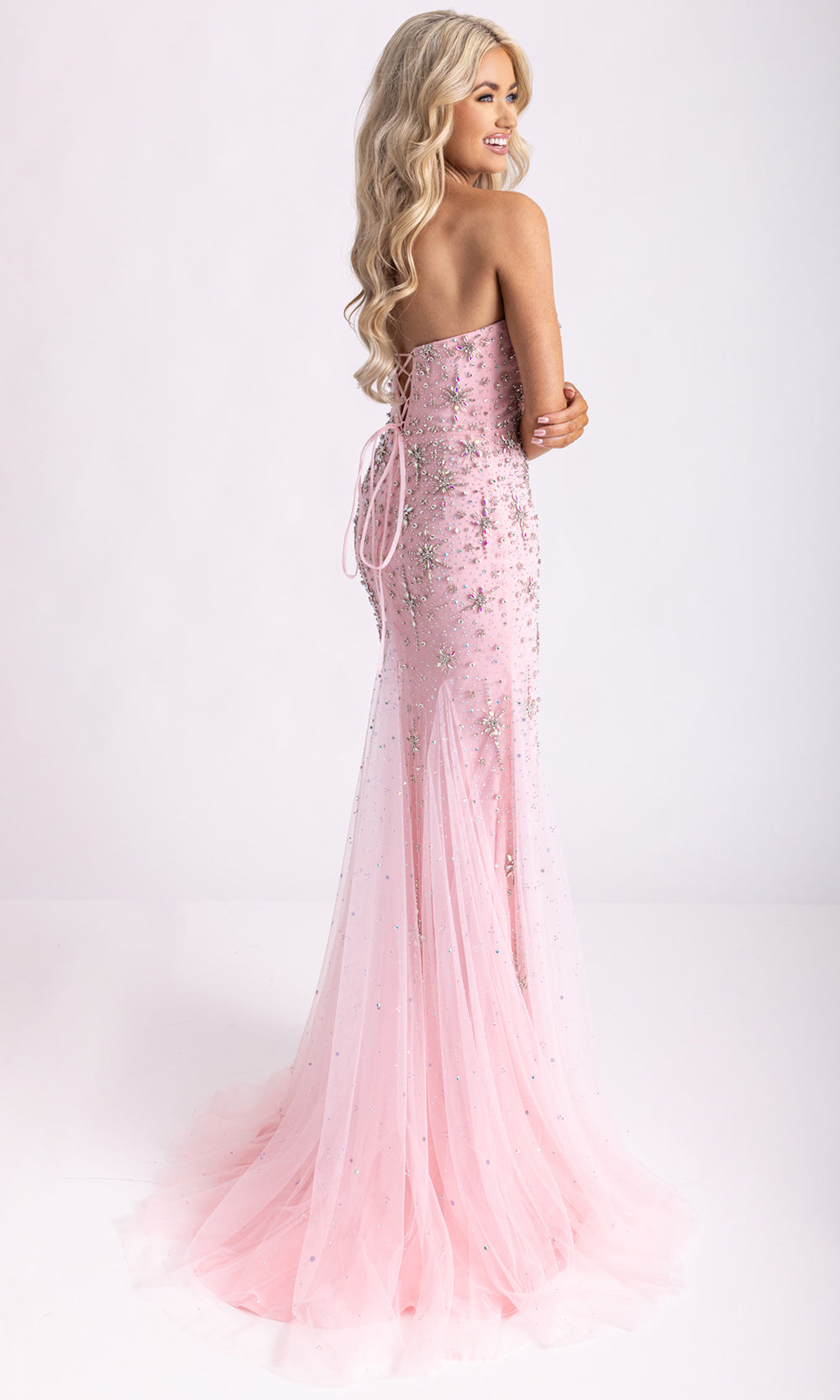 Rachel Allan 71013 - Strapless Starburst Beaded Gown with Slit Prom Dresses in Pink