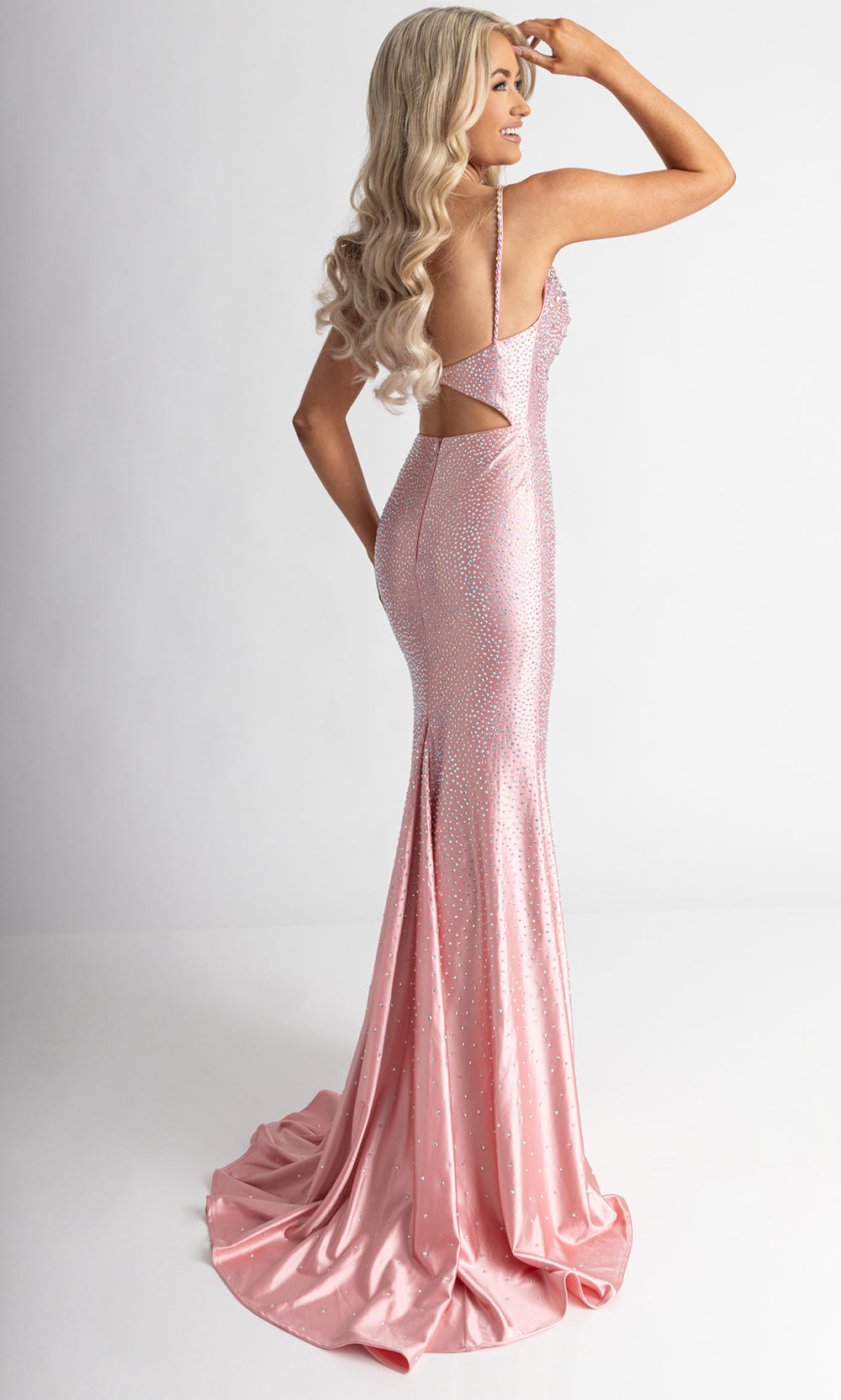 Rachel Allan 71014 - Cutout Back Sheath Evening Gown Prom Dresses in Pink