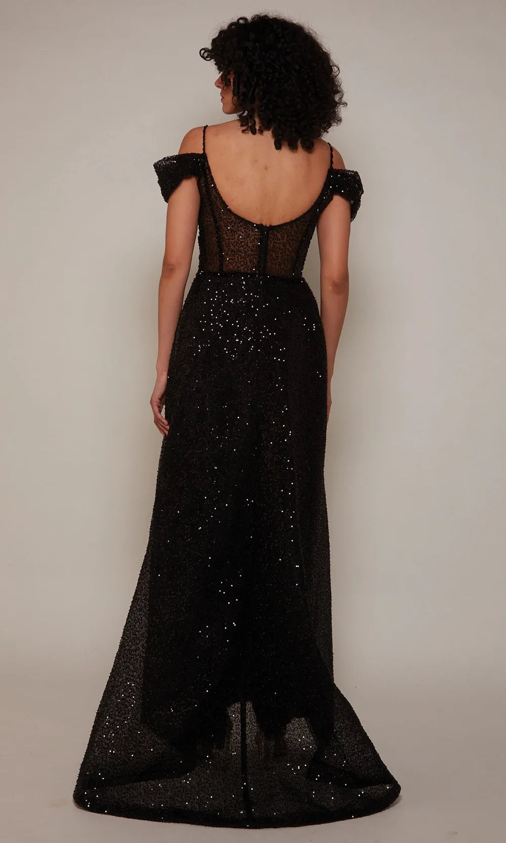 Alyce Paris 7101 - Beaded Mesh Cold Shoulder Dress Formal Gowns