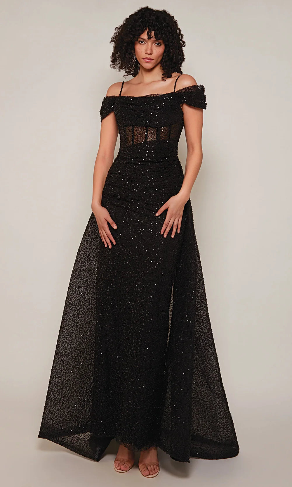 Alyce Paris 7101 - Beaded Mesh Cold Shoulder Dress Formal Gowns