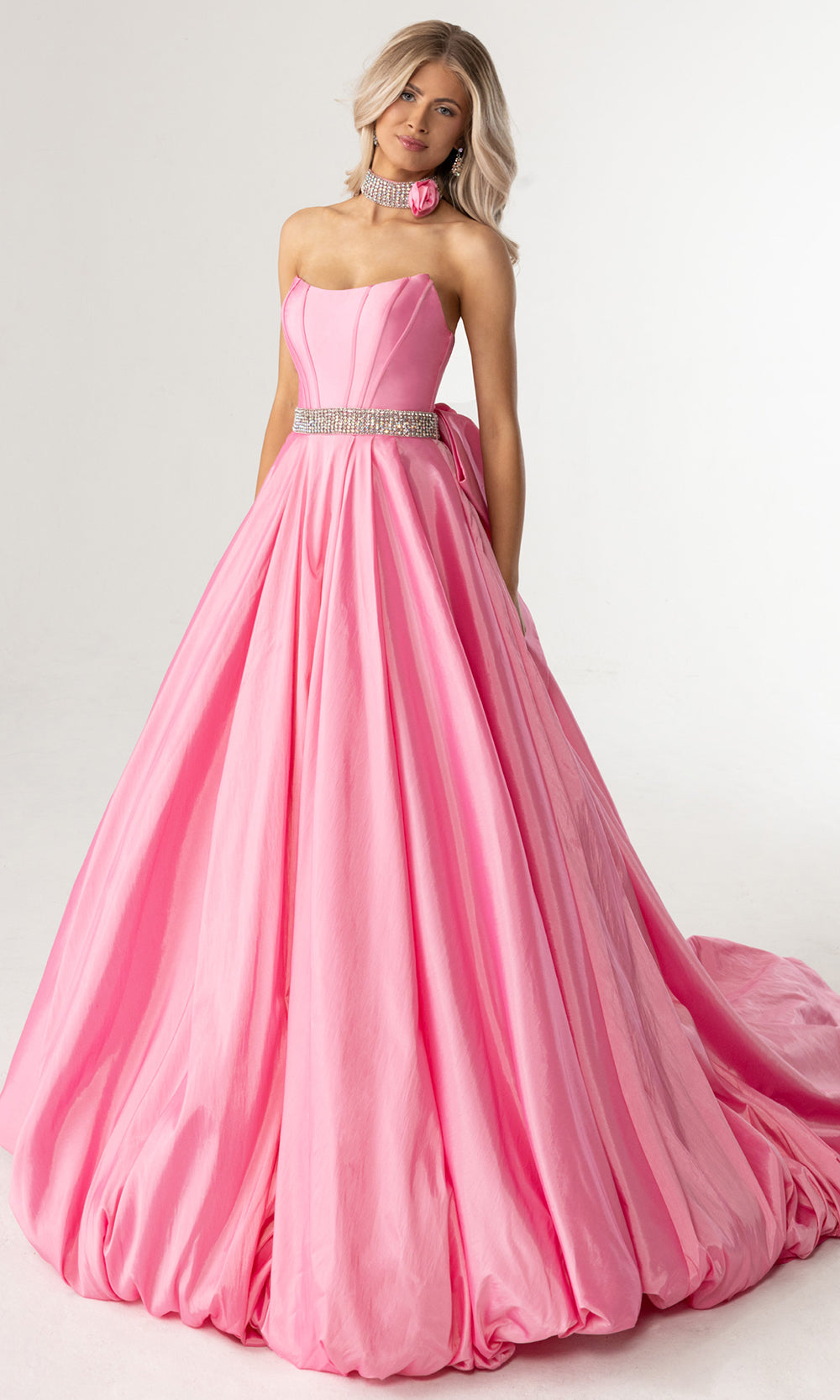 Rachel Allan 71024 - Corset Detail Bubble Hem Ballgown Prom Dresses in Pink