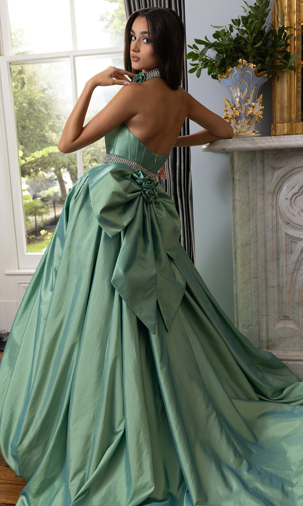 Rachel Allan 71024 - Corset Detail Bubble Hem Ballgown Prom Dresses in Sage