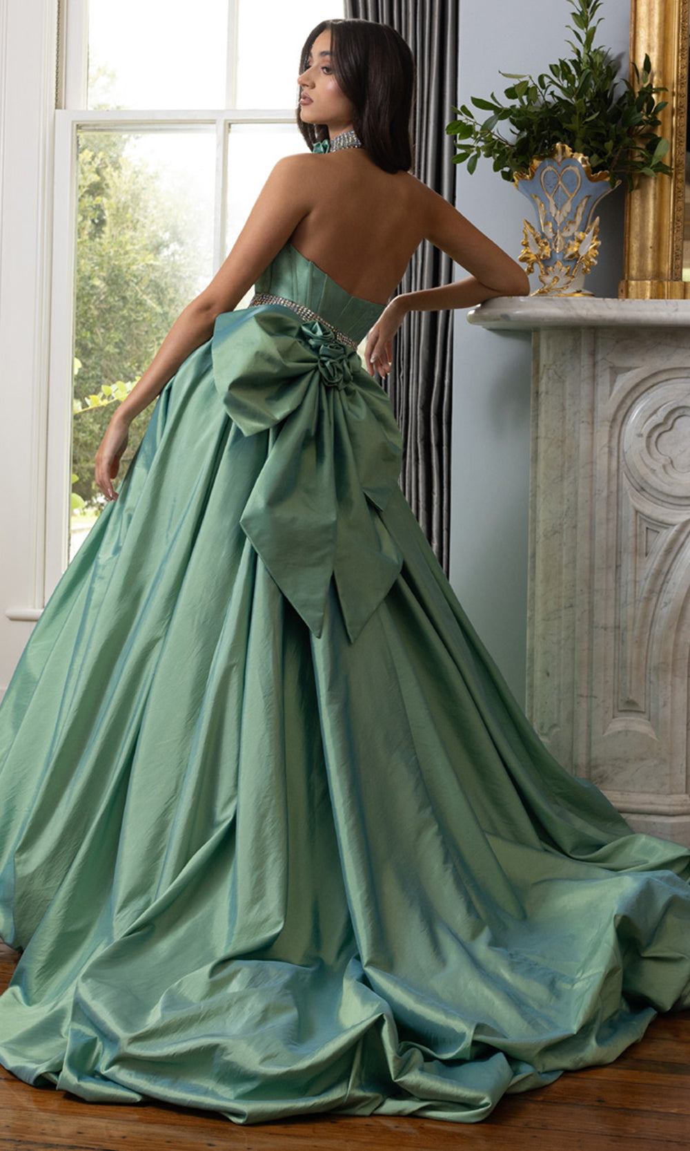 Rachel Allan 71024 - Corset Detail Bubble Hem Ballgown Prom Dresses in Sage
