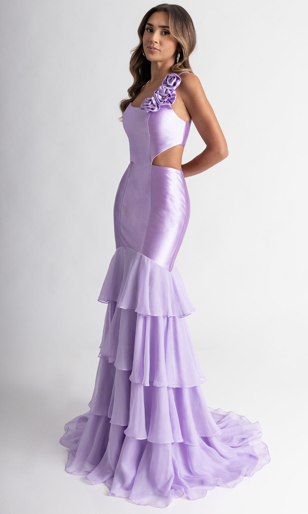 Rachel Allan 71027 - Floral Accent Lace-Up Back Evening Gown Prom Dresses in Lilac