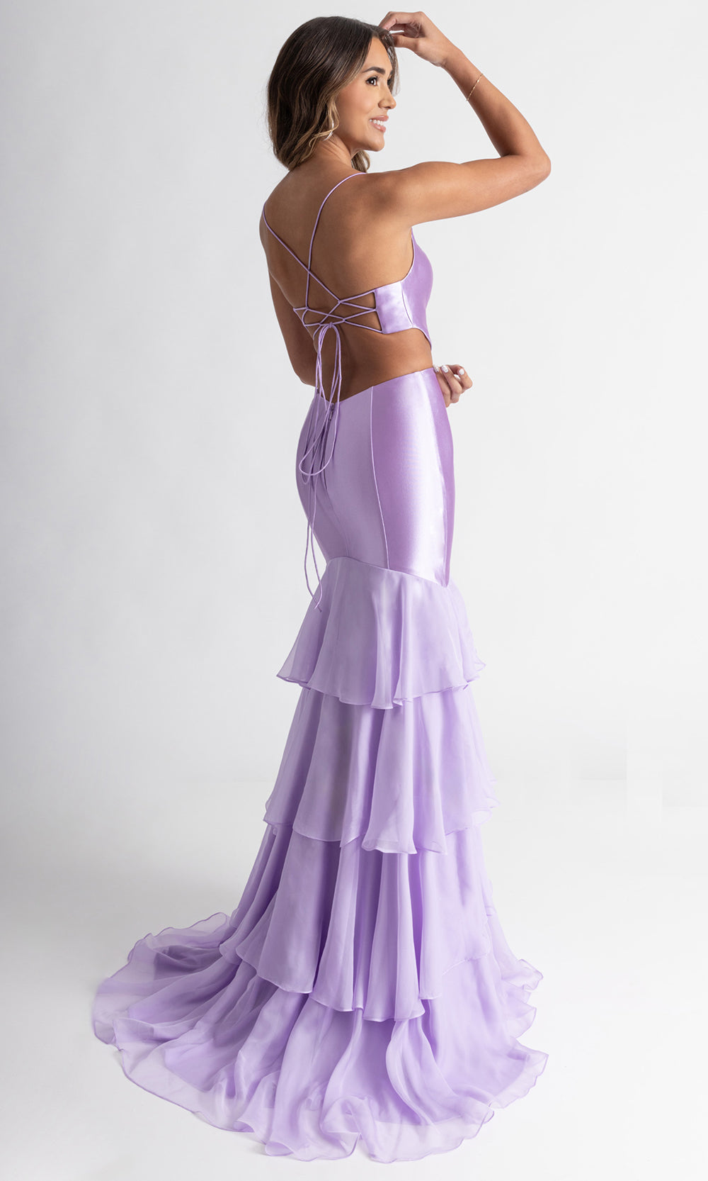 Rachel Allan 71027 - Floral Accent Lace-Up Back Evening Gown Prom Dresses in Lilac
