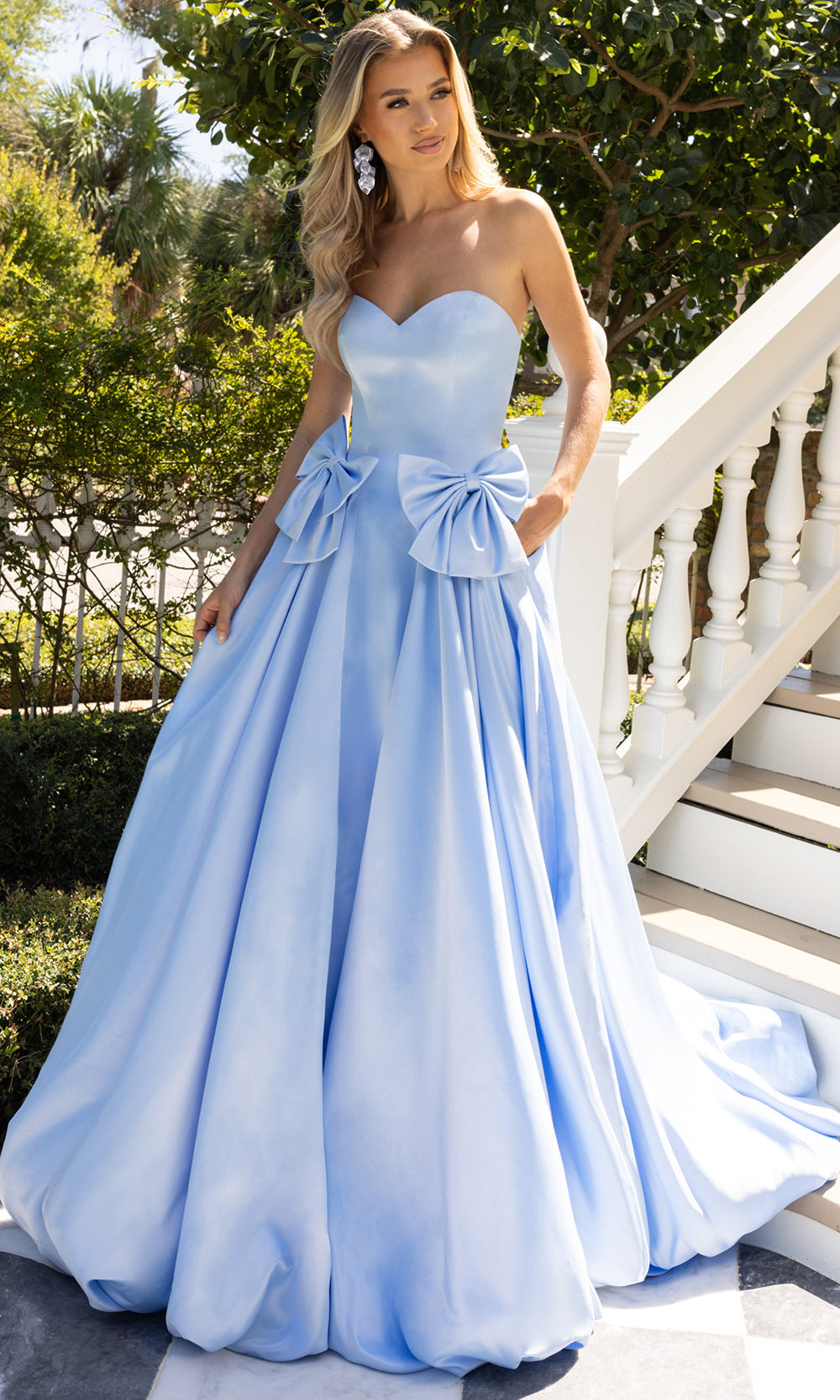 Rachel Allan 71035 - Sweetheart Neckline Ballgown with Bow Accent Prom Dresses in Power Blue