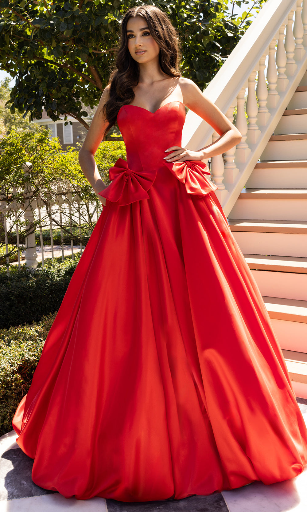 Rachel Allan 71035 - Sweetheart Neckline Ballgown with Bow Accent Prom Dresses in Red