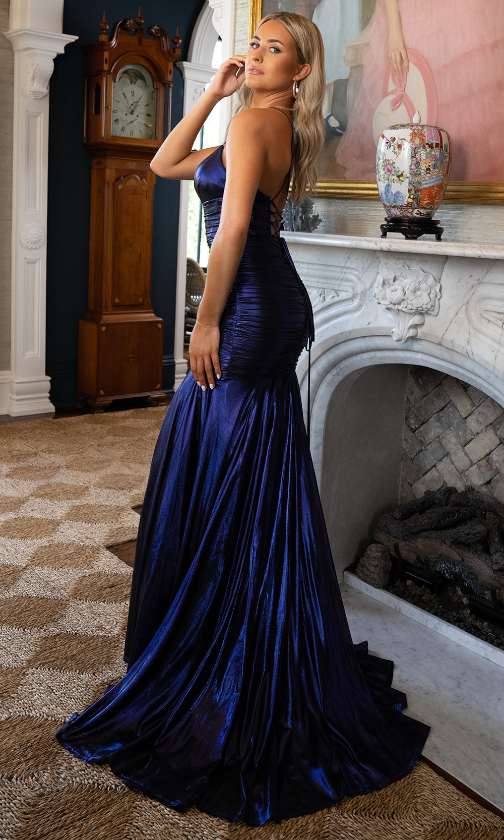 Rachel Allan 71040 - Ruched Bodice Spaghetti Strap Prom Gown Prom Dresses in Cobalt