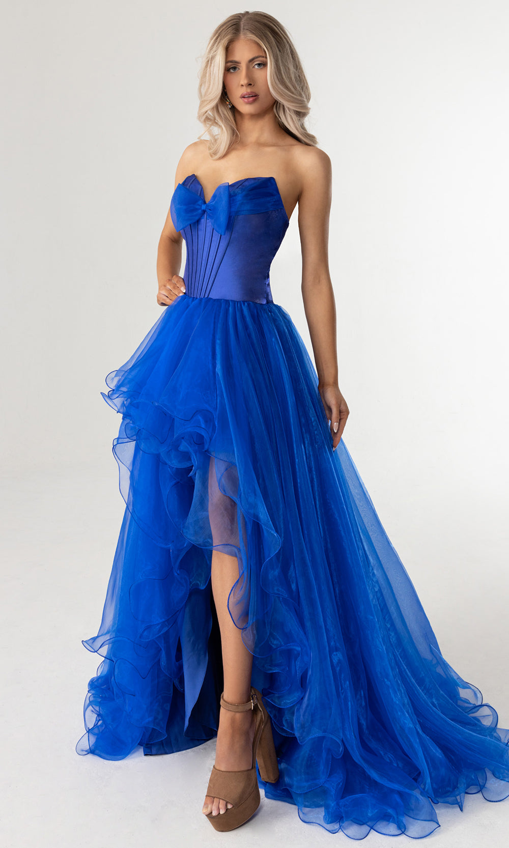 Rachel Allan 71046 - Sweetheart Neckline High-Low Evening Gown Prom Dresses in Royal
