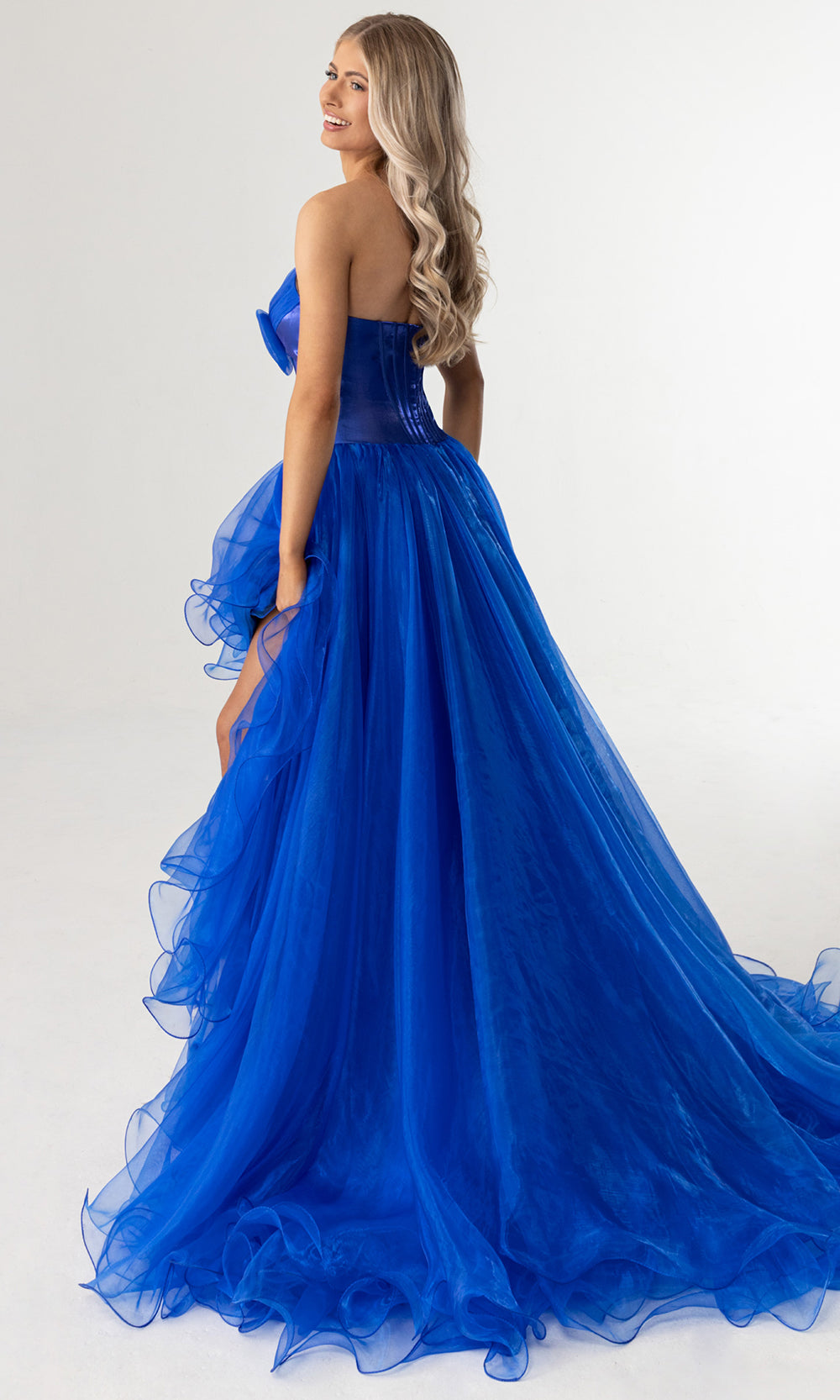 Rachel Allan 71046 - Sweetheart Neckline High-Low Evening Gown Prom Dresses in Royal