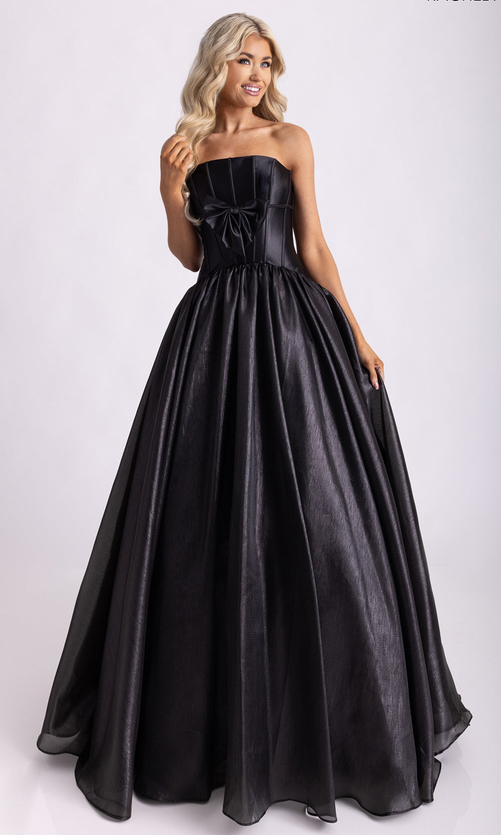 Rachel Allan 71060 - Gathered Skirt Structured Corset Evening Gown Prom Dresses in Black