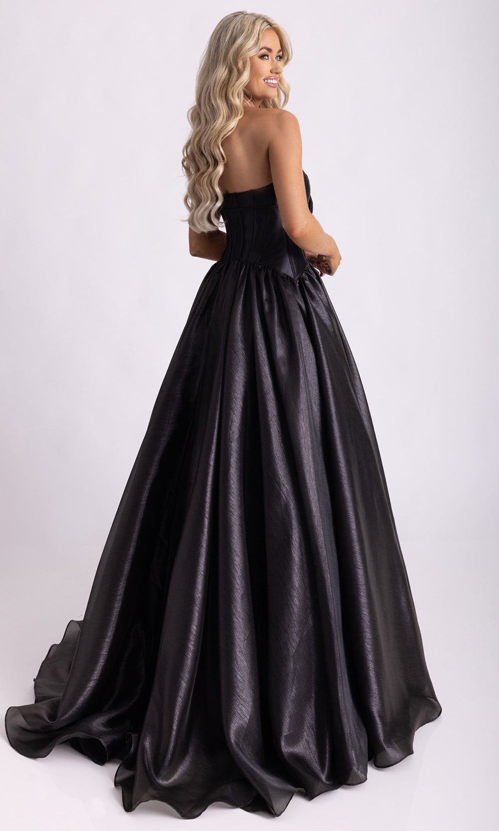 Rachel Allan 71060 - Gathered Skirt Structured Corset Evening Gown Prom Dresses in Black