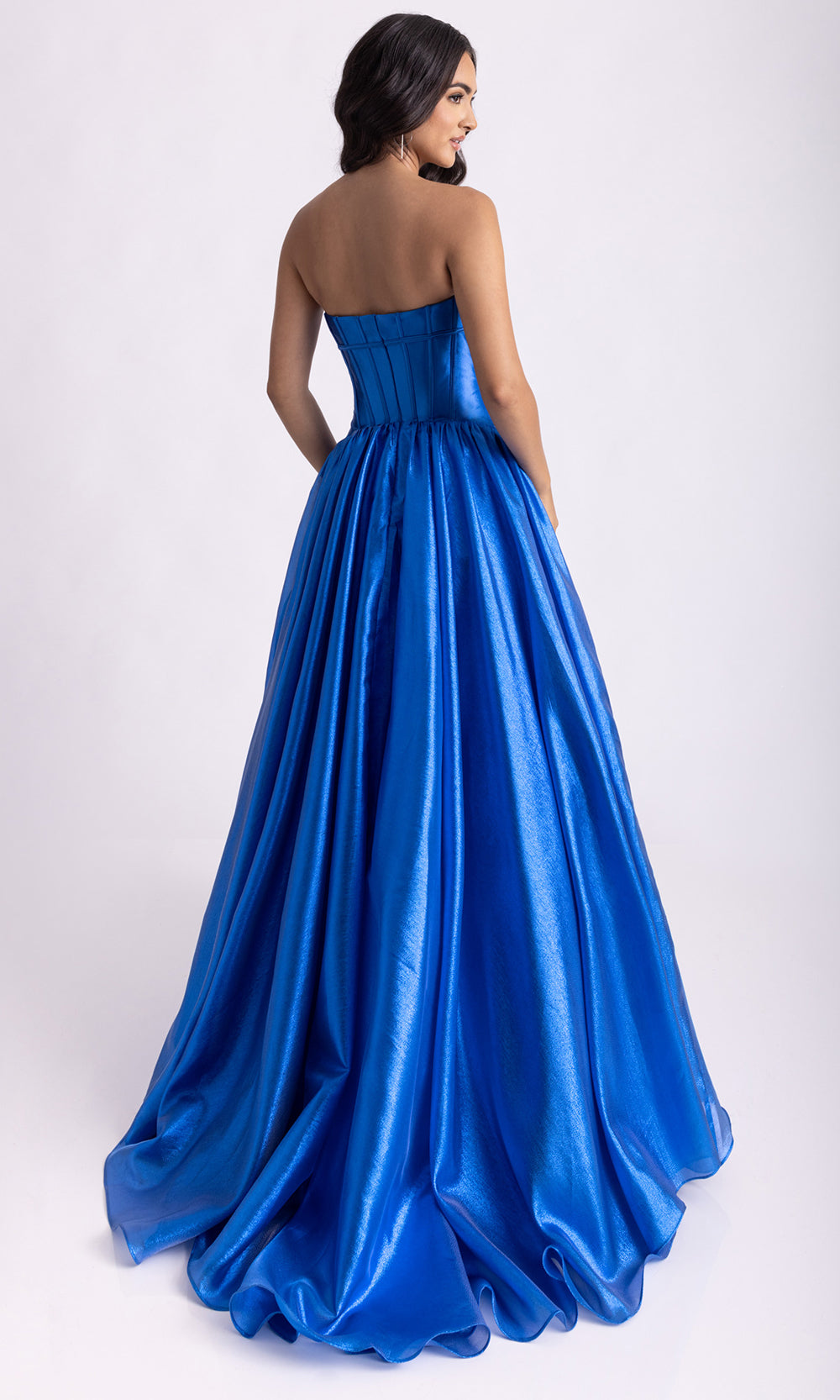 Rachel Allan 71060 - Gathered Skirt Structured Corset Evening Gown Prom Dresses in Blue