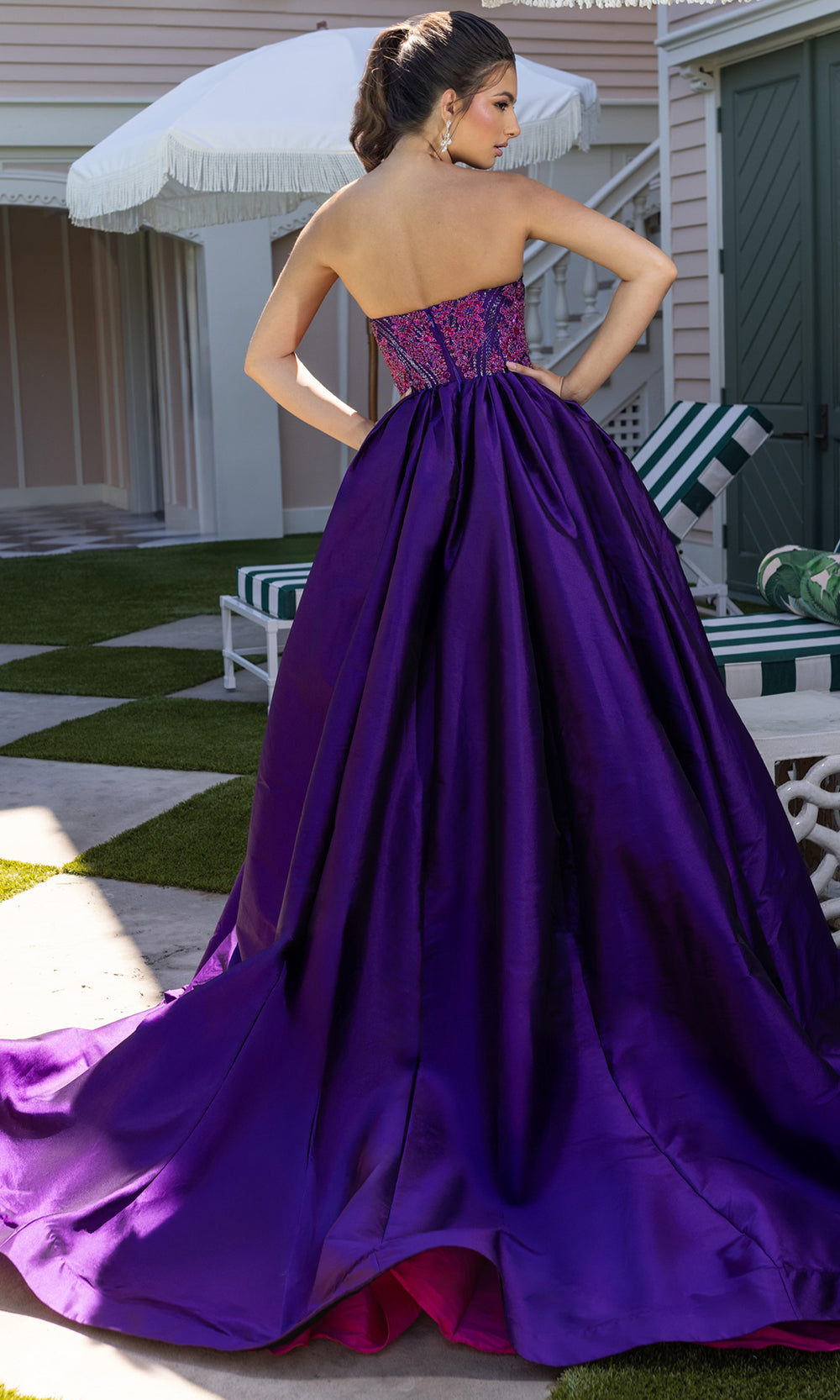Rachel Allan 71068 - Beaded Bodice Voluminous Gown with Slit Sweet 16 Dresses in Pink