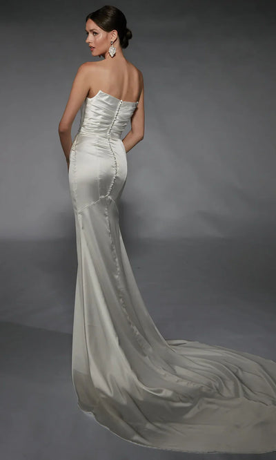 Alyce Paris 7106 - Ruched Satin Gown with Detachable Sleeve Wedding Dresses