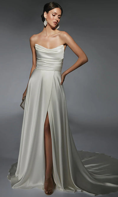 Alyce Paris 7107 - Detachable Sleeve Cowl Neck Bridal Gown Wedding Dresses