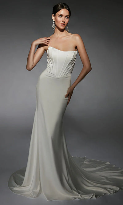 Alyce Paris 7109 - Corset Bodice Button Back Long Gown Wedding Dresses