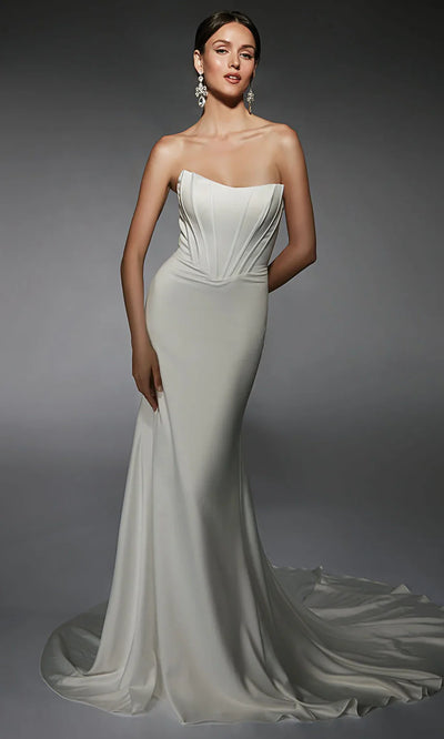 Alyce Paris 7109 - Corset Bodice Button Back Long Gown Wedding Dresses