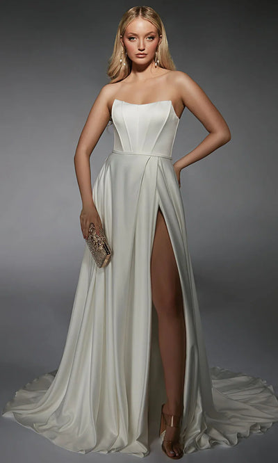 Alyce Paris 7111 - Strapless Satin Lace-Up Back Bridal Gown Wedding Dresses