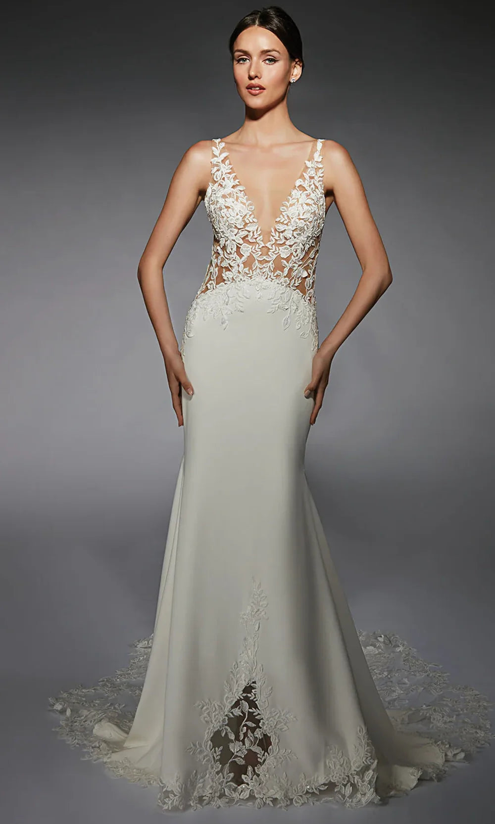 Alyce Paris 7117 - Illusion Bodice Embroidered Lace Bridal Gown Wedding Dresses