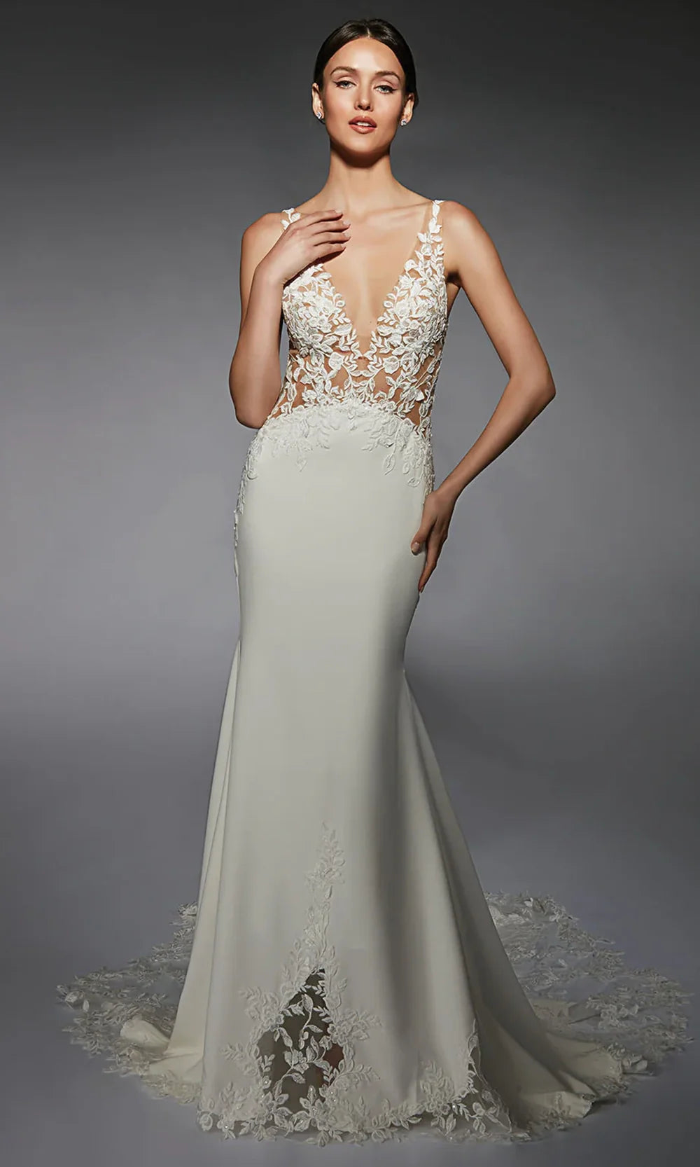 Alyce Paris 7117 - Illusion Bodice Embroidered Lace Bridal Gown Wedding Dresses