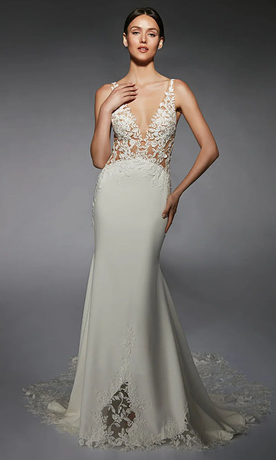 Alyce Paris 7117 - Illusion Bodice Embroidered Lace Bridal Gown Wedding Dresses