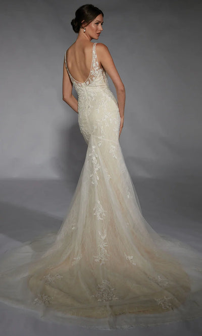 Alyce Paris 7119 - Beaded Lace Plunging V-Neck Wedding Dress Wedding Dresses