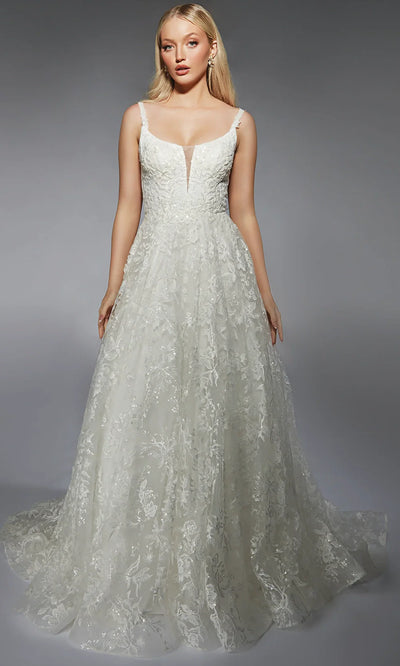 Alyce Paris 7123 - Sleeveless Floral Lace Tulle Bridal Gown Wedding Dresses