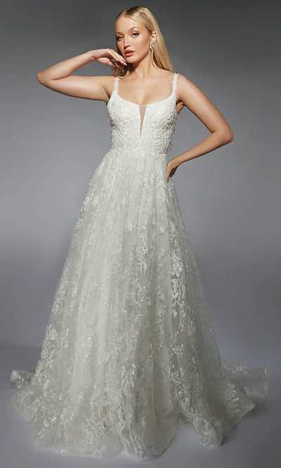 Alyce Paris 7123 - Sleeveless Floral Lace Tulle Bridal Gown Wedding Dresses