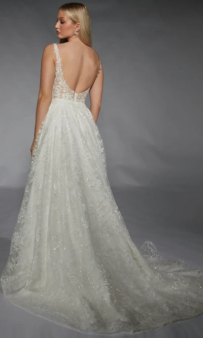 Alyce Paris 7123 - Sleeveless Floral Lace Tulle Bridal Gown Wedding Dresses
