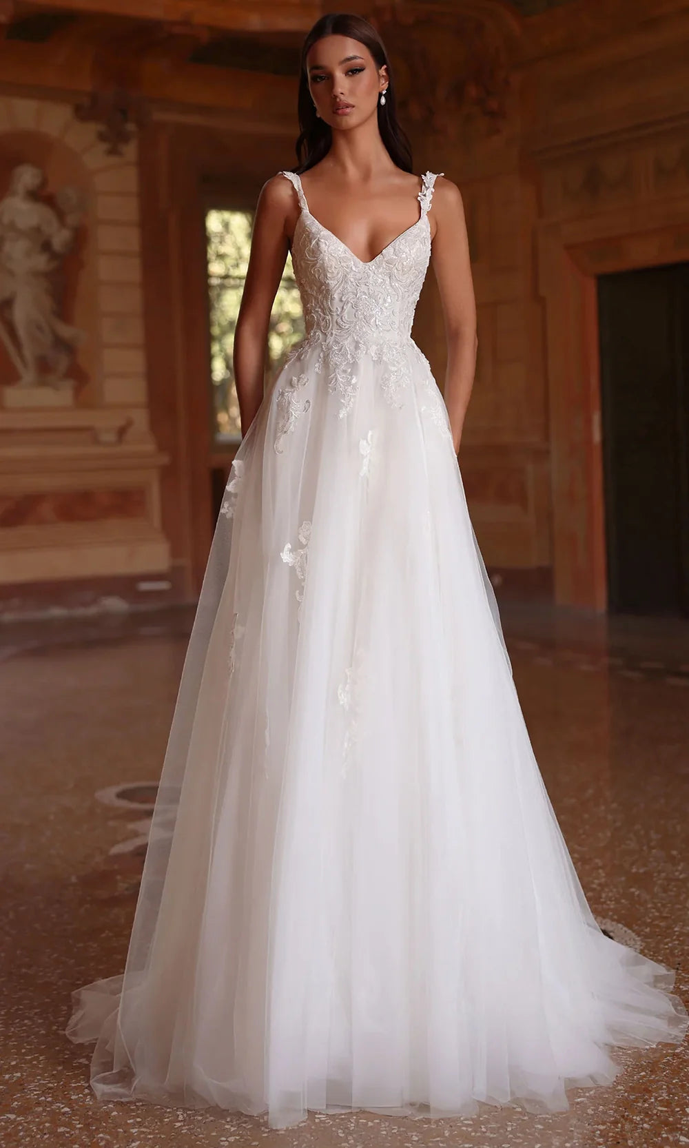 Alyce Paris 7124 - Appliqued Strap Tulle Lace Ballgown Wedding Dresses