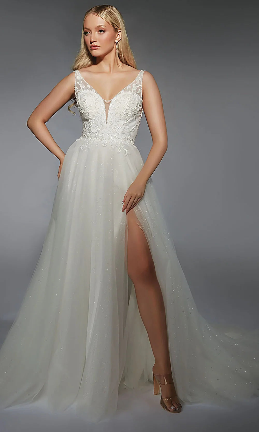 Alyce Paris 7125 - Sheer Straps Beaded Lace Wedding Gown Wedding Dresses