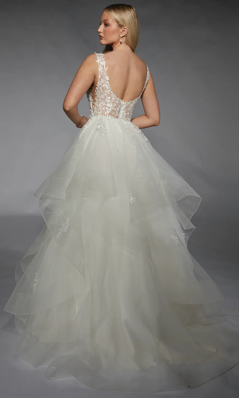 Alyce Paris 7126 - Appliqued Bodice Plunging Neck Gown Wedding Dresses