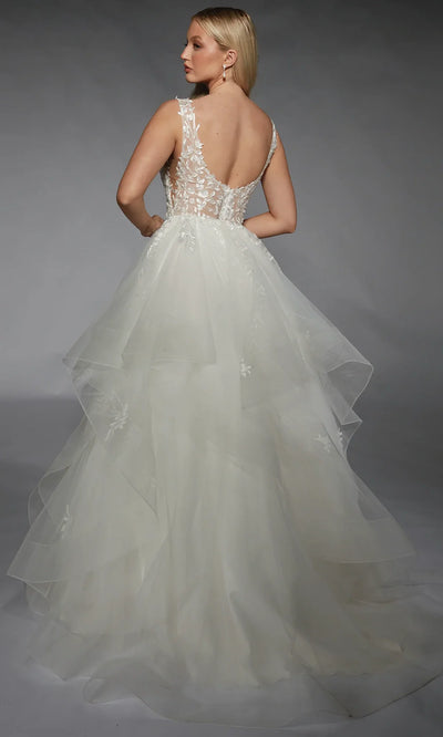 Alyce Paris 7126 - Appliqued Bodice Plunging Neck Gown Wedding Dresses