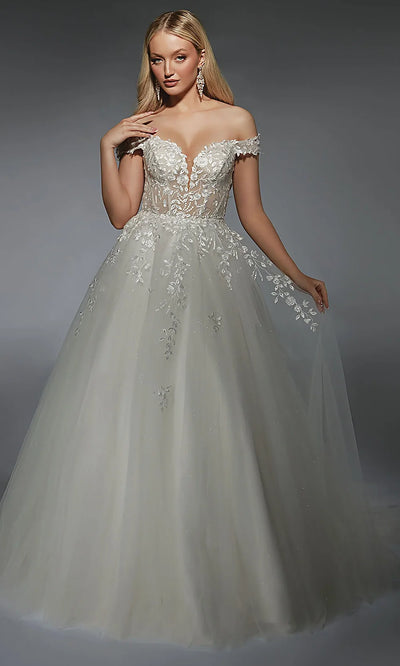 Alyce Paris 7129 - Lace Appliqued Corset Tulle Ballgown Wedding Dresses