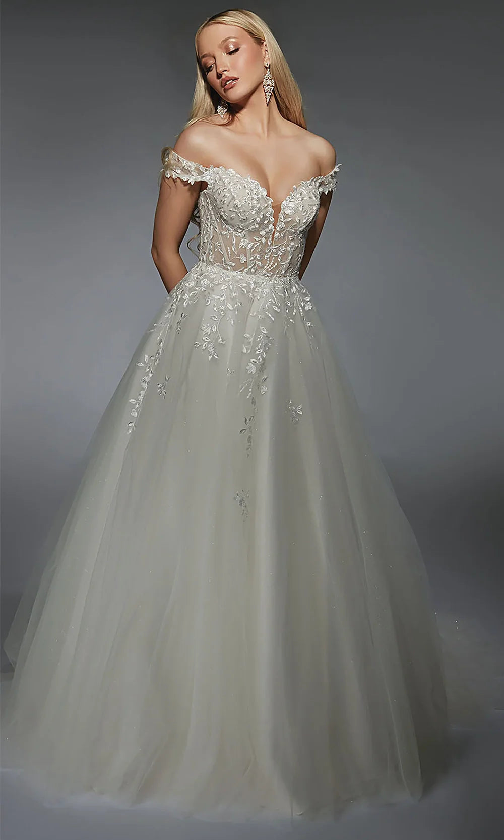 Alyce Paris 7129 - Lace Appliqued Corset Tulle Ballgown Wedding Dresses
