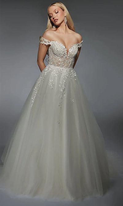 Alyce Paris 7129 - Lace Appliqued Corset Tulle Ballgown Wedding Dresses
