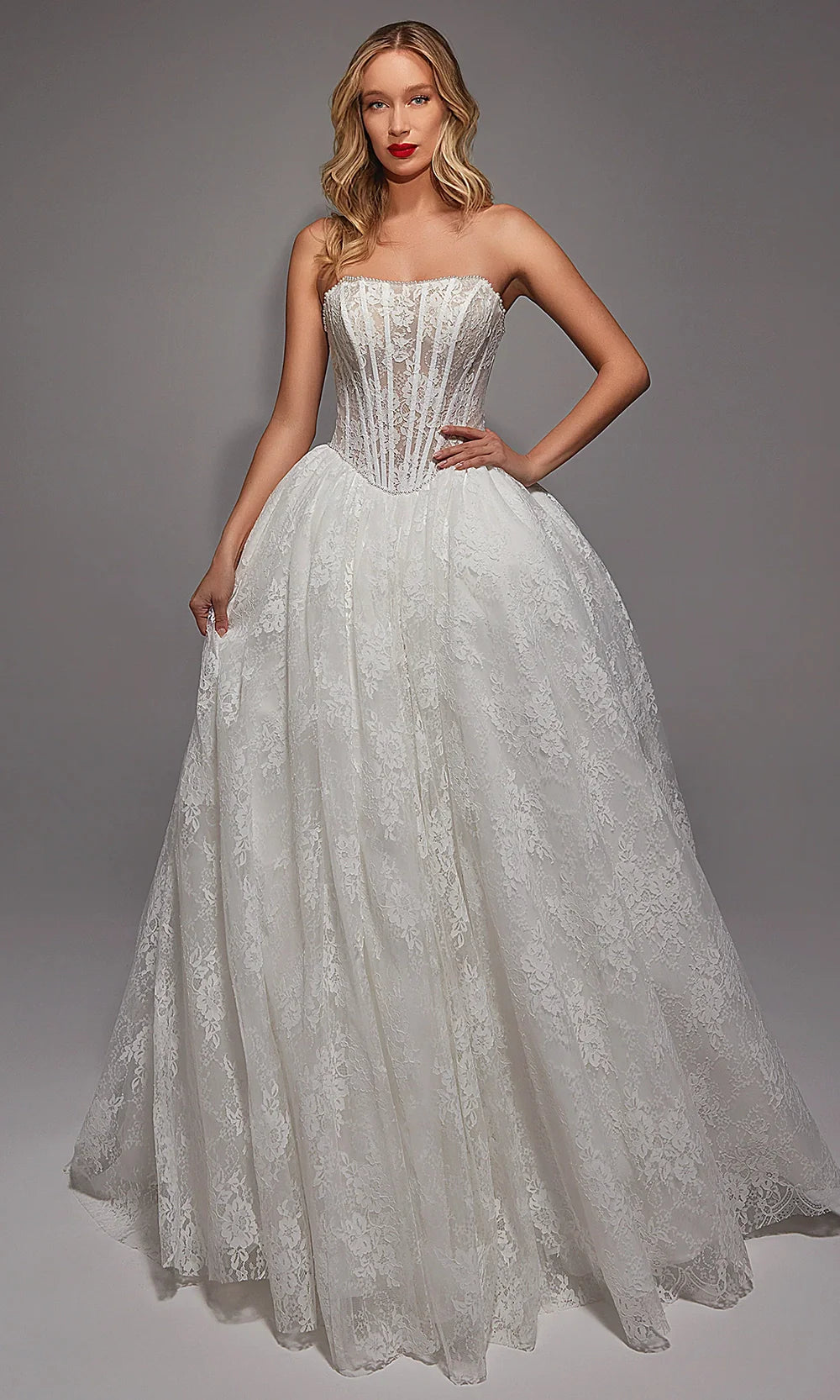 Alyce Paris 7149 - Strapless Lace Couture Ballgown Wedding Dresses