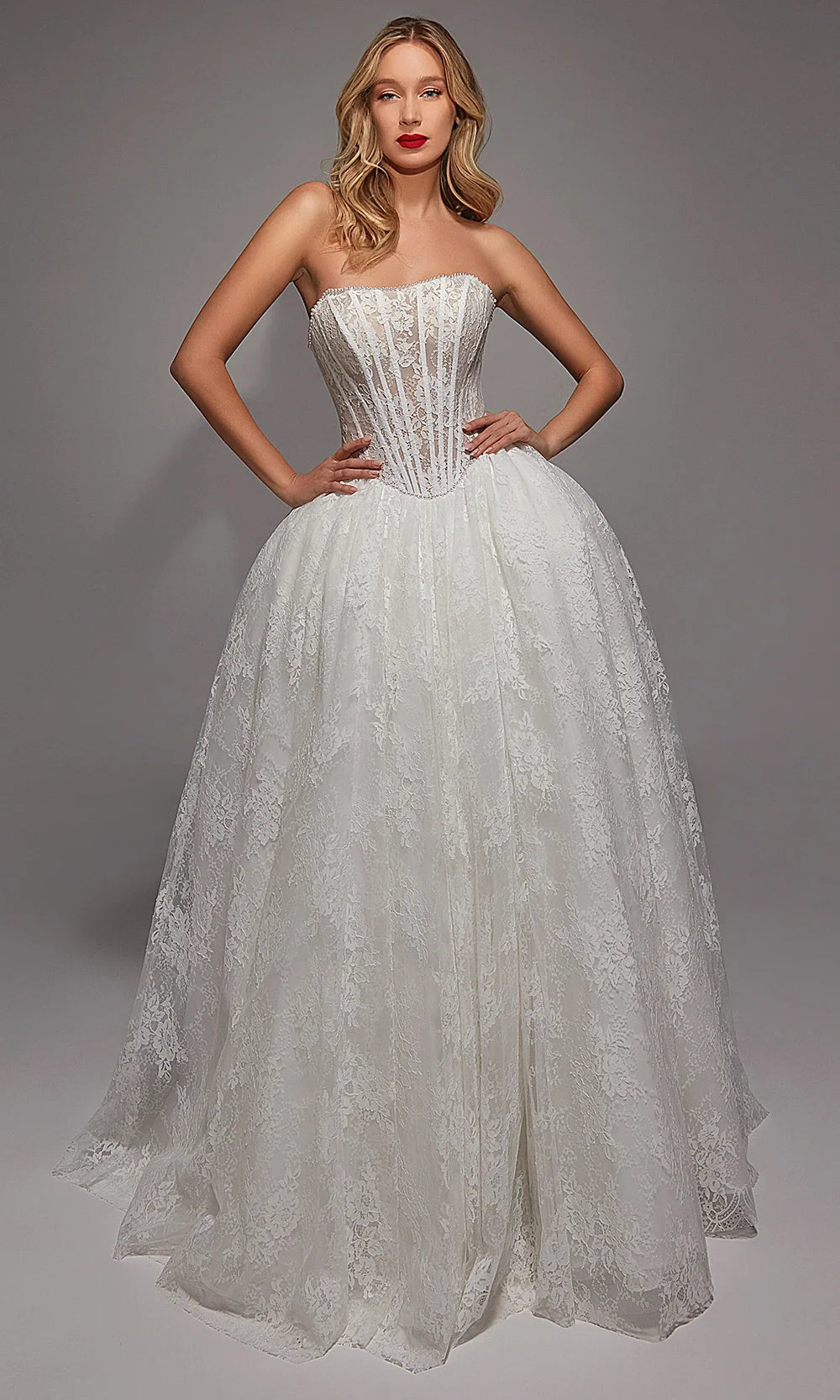 Alyce Paris 7149 - Strapless Lace Couture Ballgown Wedding Dresses