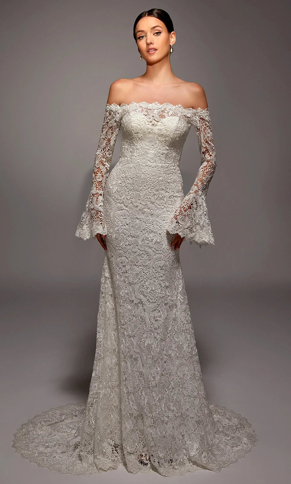 Alyce Paris 7156 - Fitted Lace Dress with Elegant Train Wedding Dresses