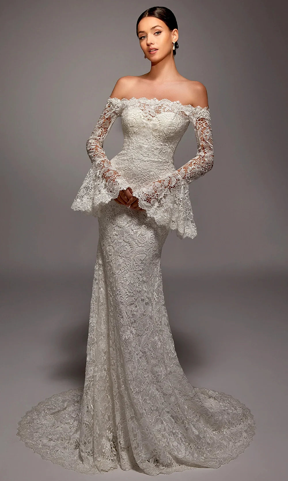 Alyce Paris 7156 - Fitted Lace Dress with Elegant Train Wedding Dresses