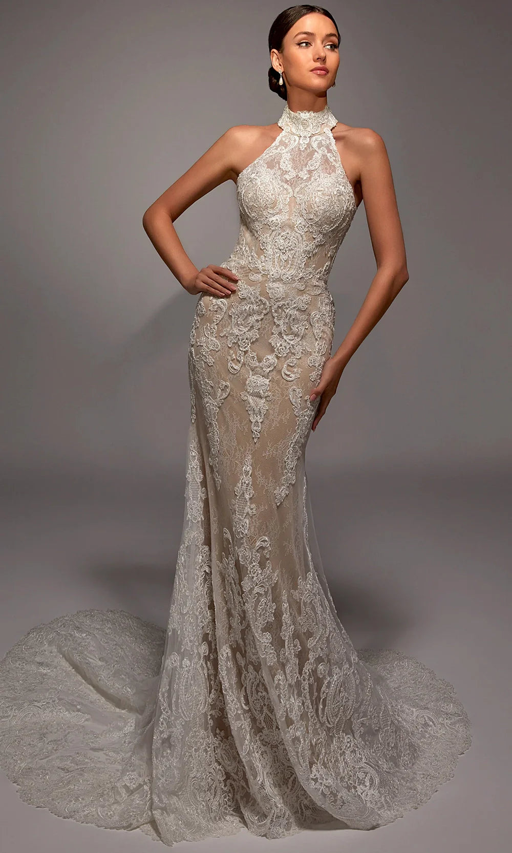 Alyce Paris 7159 - High Neck Illusion Back Mermaid Dress Wedding Dresses