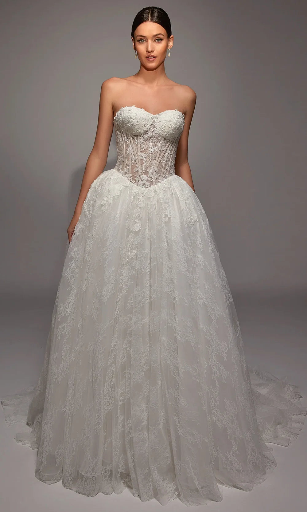Alyce Paris 7163 - Strapless Lace Ballgown with Train Prom Dresses