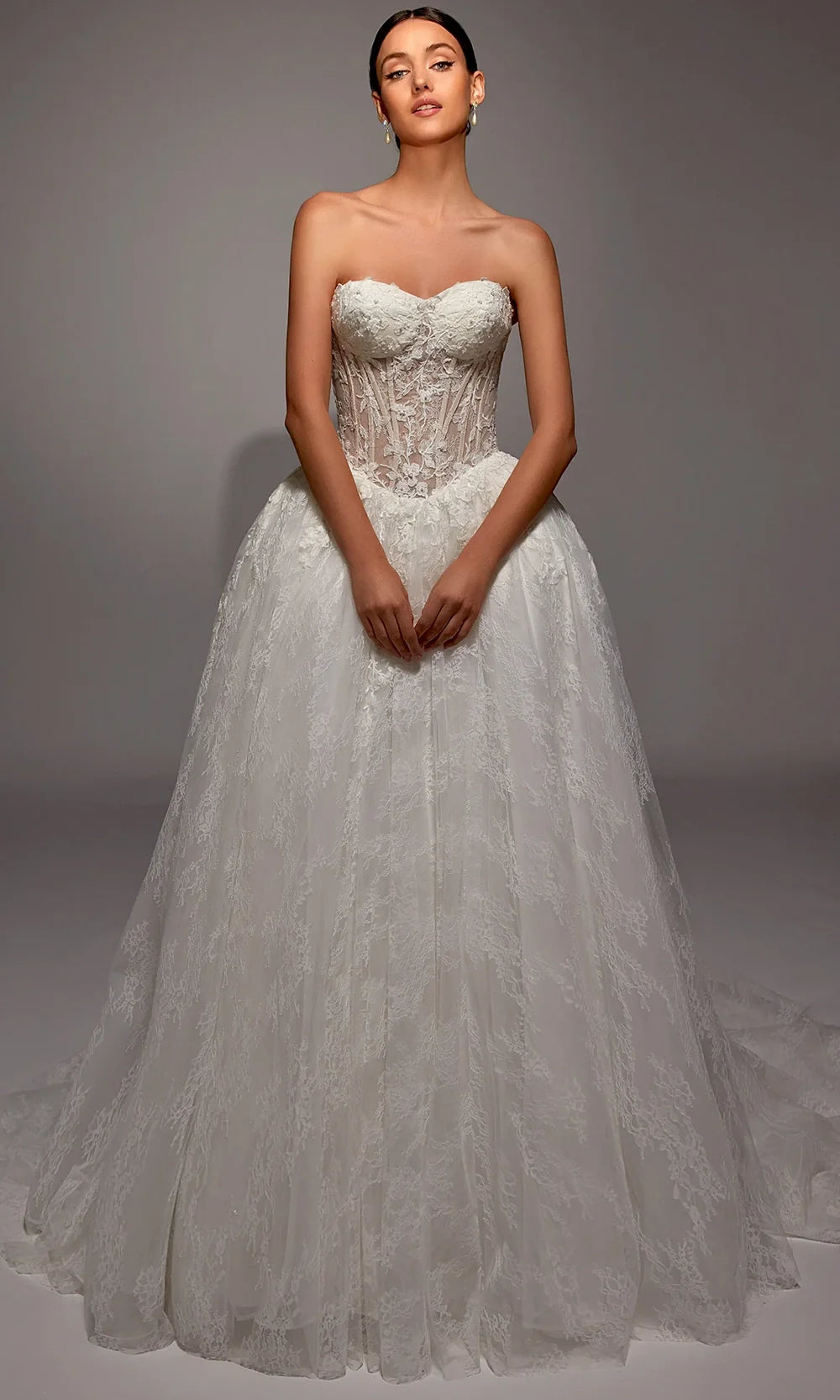 Alyce Paris 7163 - Strapless Lace Ballgown with Train Prom Dresses