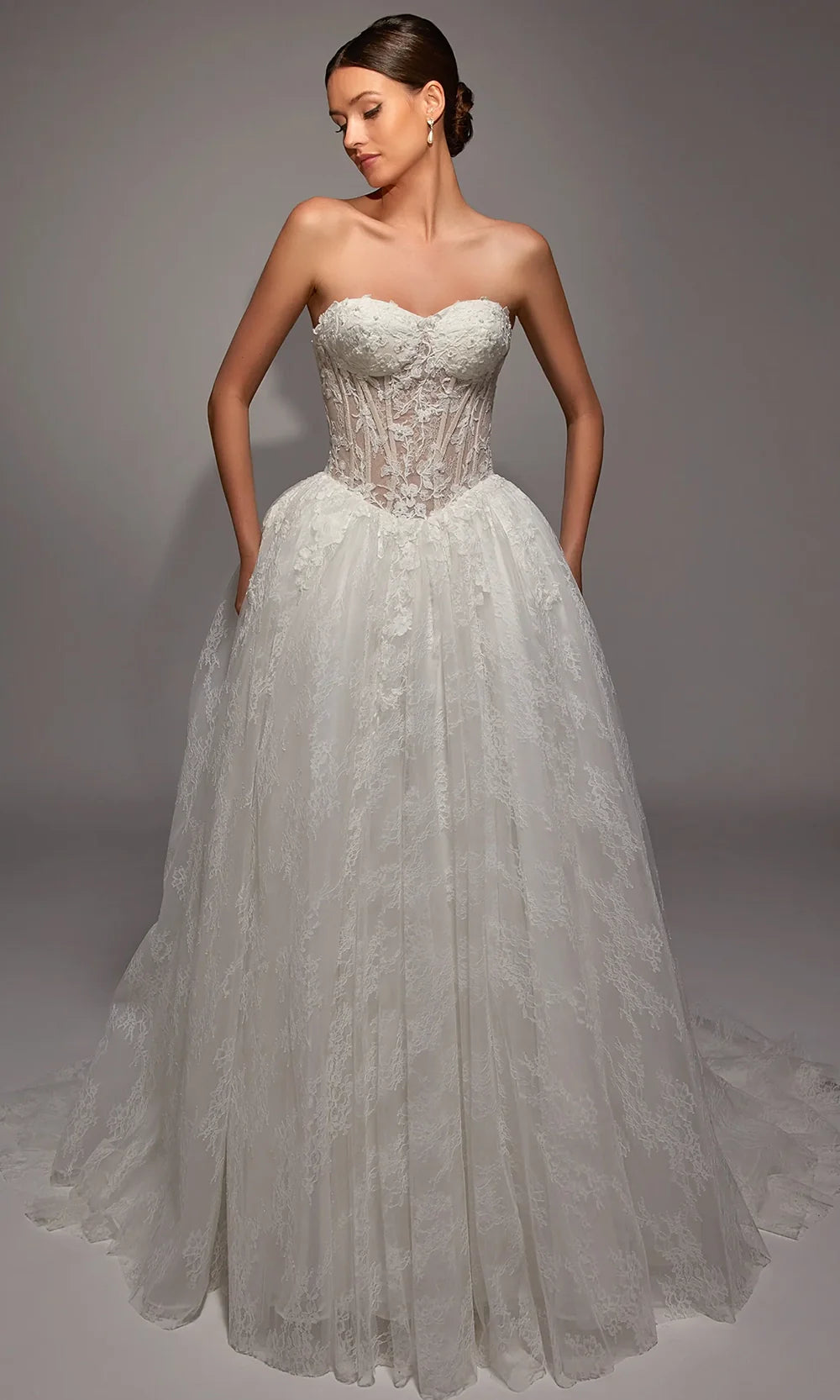 Alyce Paris 7163 - Strapless Lace Ballgown with Train Prom Dresses