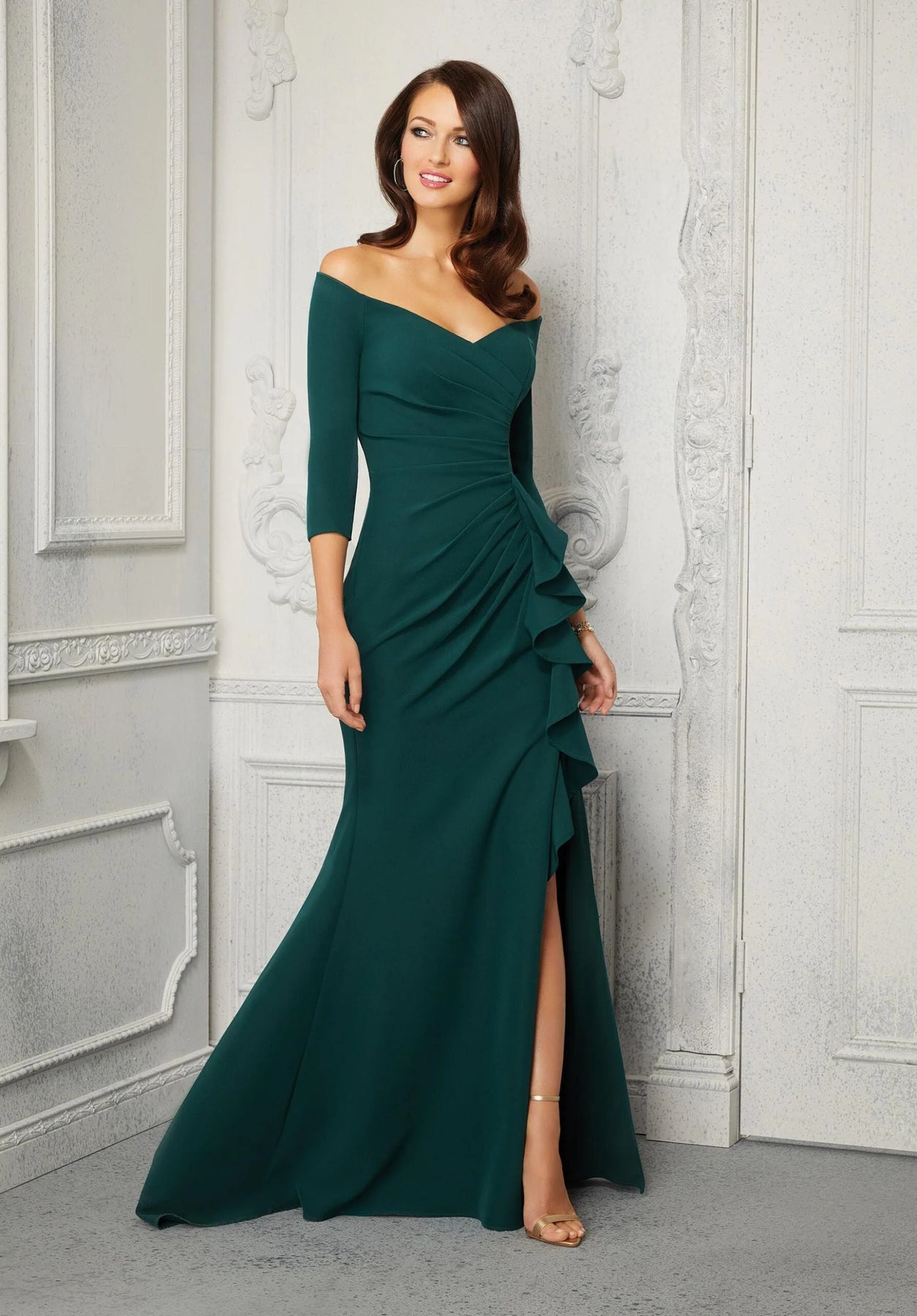 MGNY By Mori Lee - 72424 Quarter Sleeve Ruffle Formal Dress