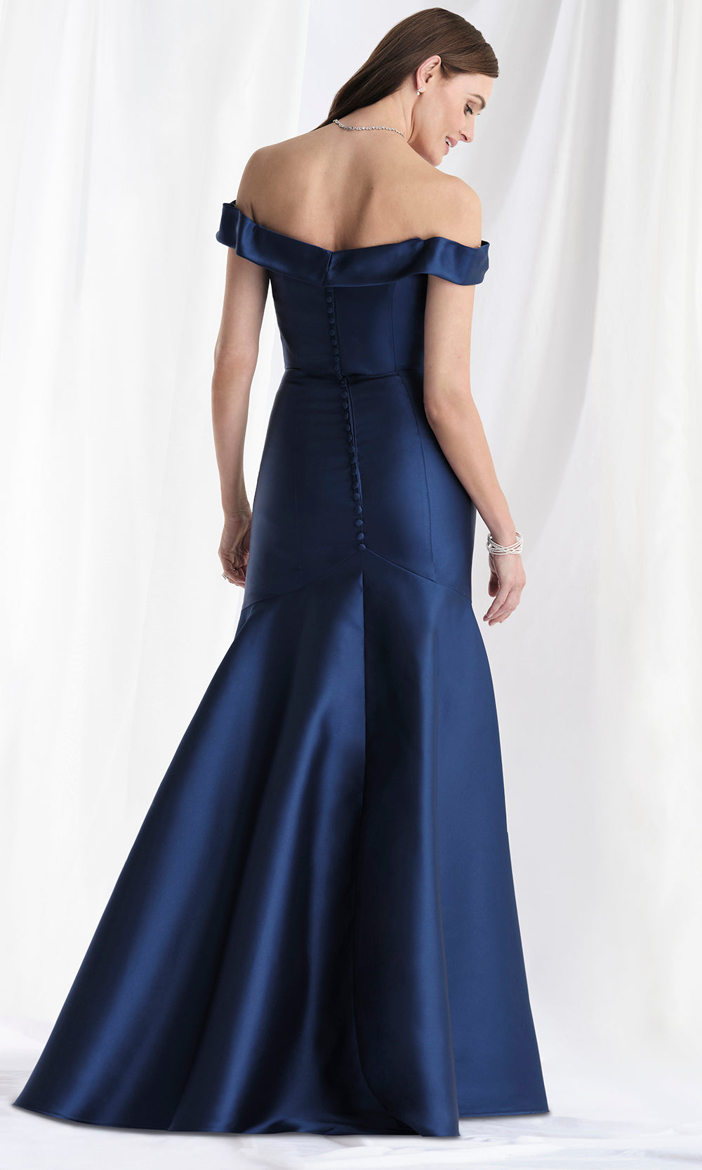 MGNY By Mori Lee 73150SC - Off Shoulder Mikado High Slit Gown