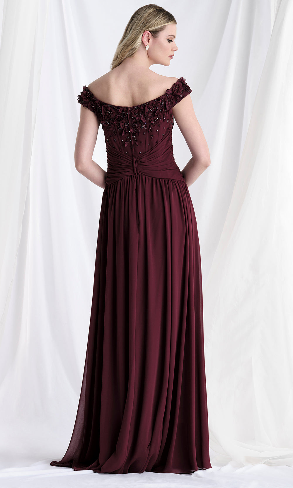 MGNY By Mori Lee 73153 - Ruched Waist Off Shoulder Chiffon Gown Mother of the Bride Dresses