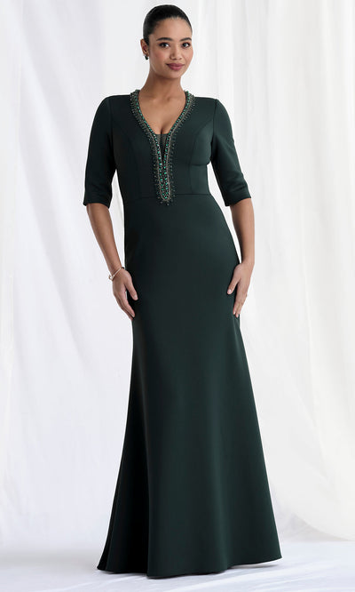 MGNY By Mori Lee 73154 - Elbow-Length Sleeve Scuba Knit Gown Mother of the Bride Dresses